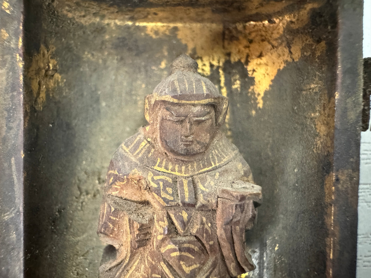 Y10237 STATUE small pocket Buddha figurine shrine Japan antique Buddhism art