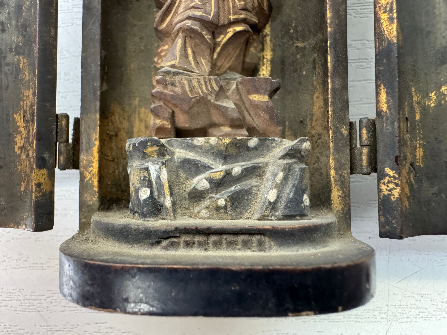 Y10237 STATUE small pocket Buddha figurine shrine Japan antique Buddhism art