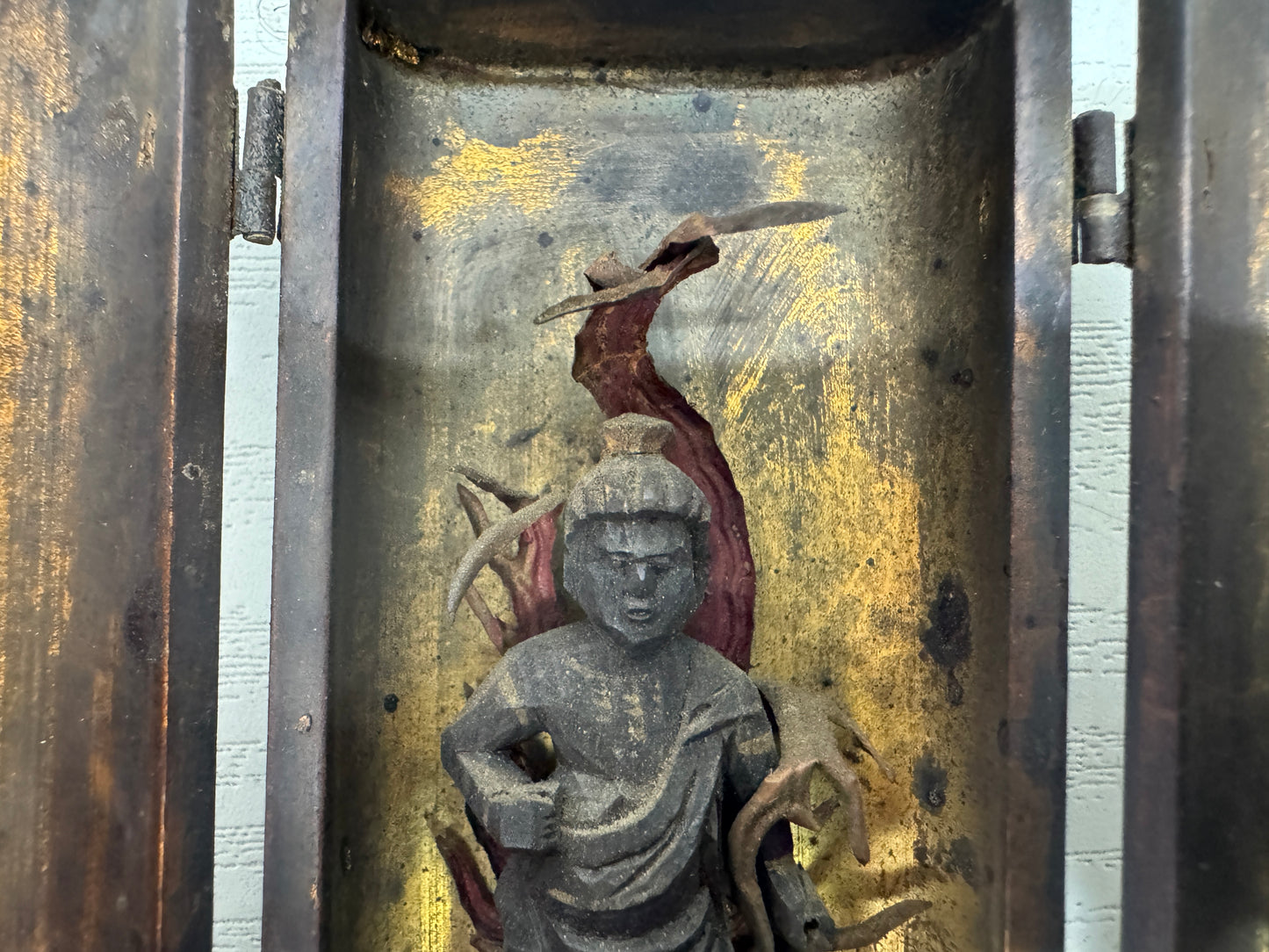 Y10238 STATUE small portable Acala Fudo Myoo figure shrine Japan antique Buddha
