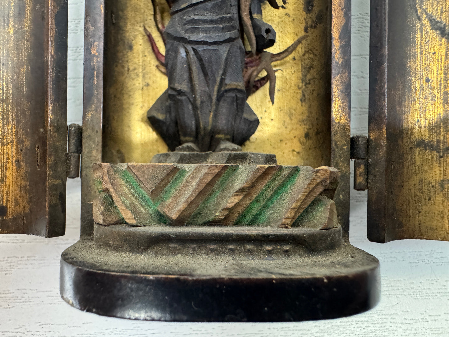 Y10238 STATUE small portable Acala Fudo Myoo figure shrine Japan antique Buddha