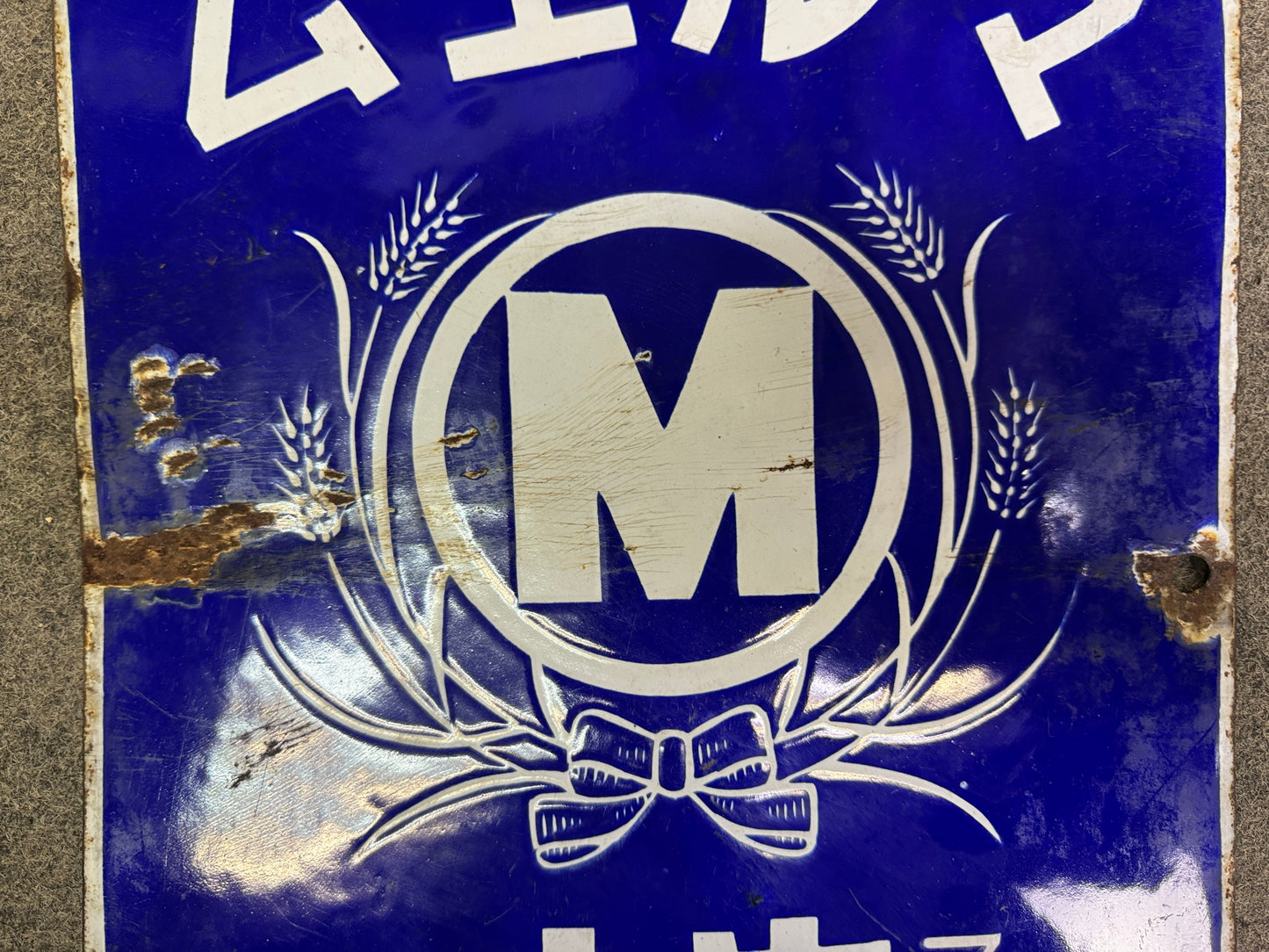 Y10242 SIGNBOARD Enamel sign Maruemu prewar Japan antique store interior decor