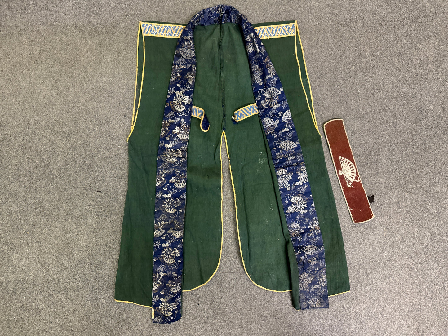 Y10247 JINBAORI Battle coat green armor samurai bushi Japan antique kimono gear