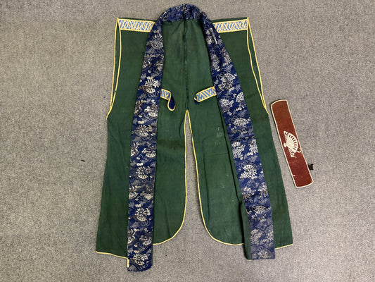 Y10247 JINBAORI Battle coat green armor samurai bushi Japan antique kimono gear