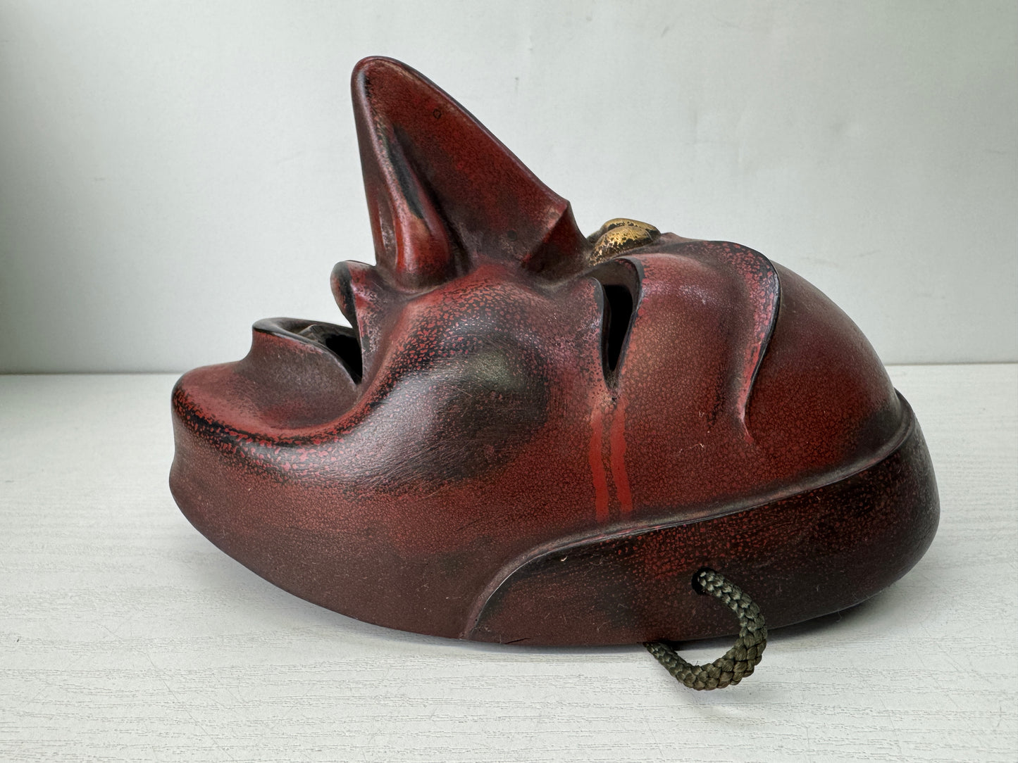 Y10249 NOH MASK Chikyu signed Japan antique omen dance drama traditional bugaku