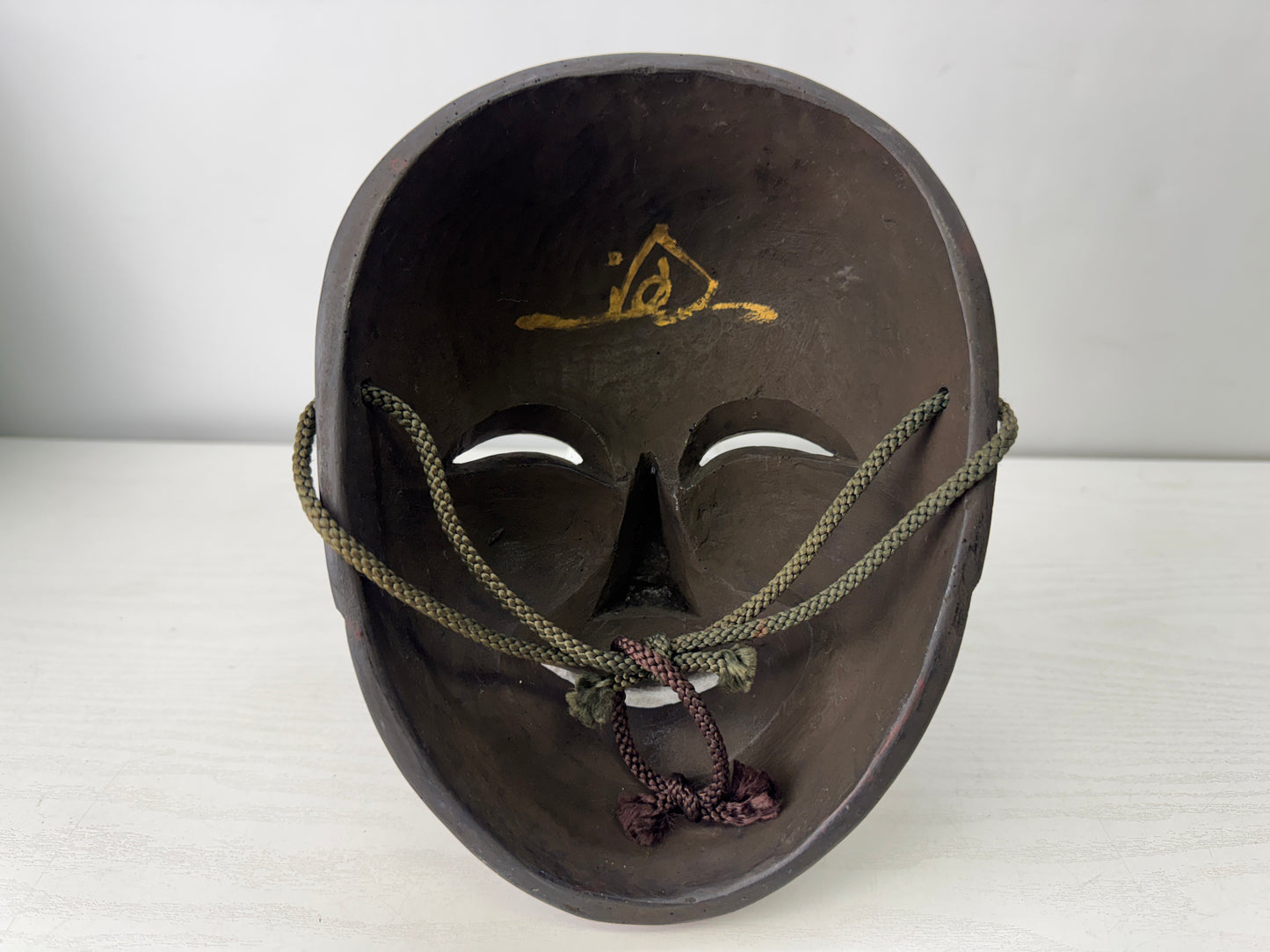 Y10249 NOH MASK Chikyu signed Japan antique omen dance drama traditional bugaku