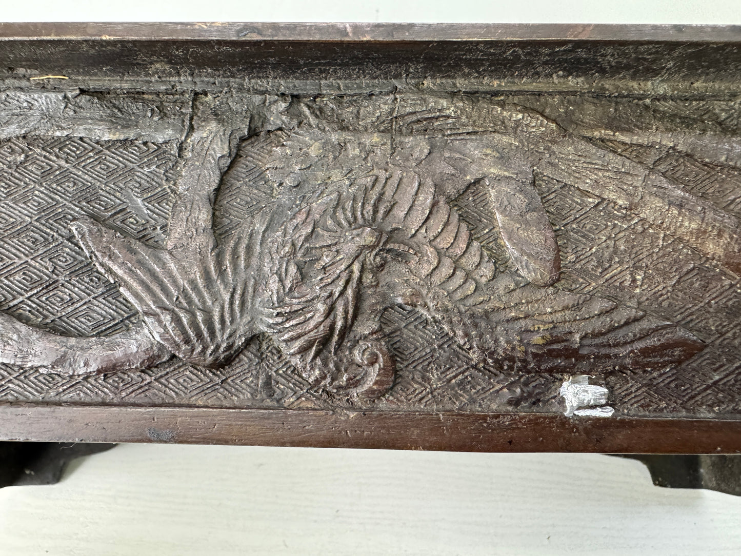 Y10252 BASIN Copper Dragon Phoenix signed Japan antique ikebana arrangement