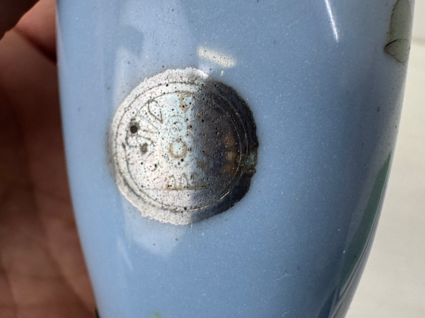 Y10256 FLOWER VASE Cloisonne small signed floral pattern Japan antique ikebana