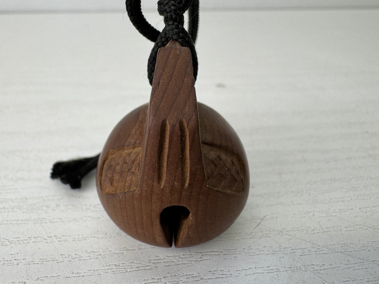 Y10260 NETSUKE Mokugyo wood carving sagemono box Japan antique kimono accessory