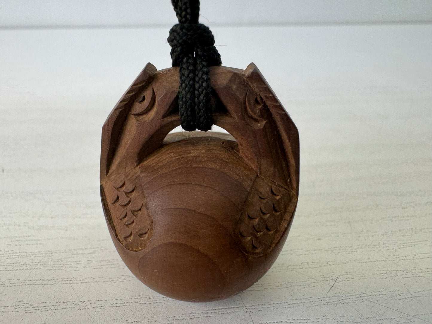 Y10260 NETSUKE Mokugyo wood carving sagemono box Japan antique kimono accessory