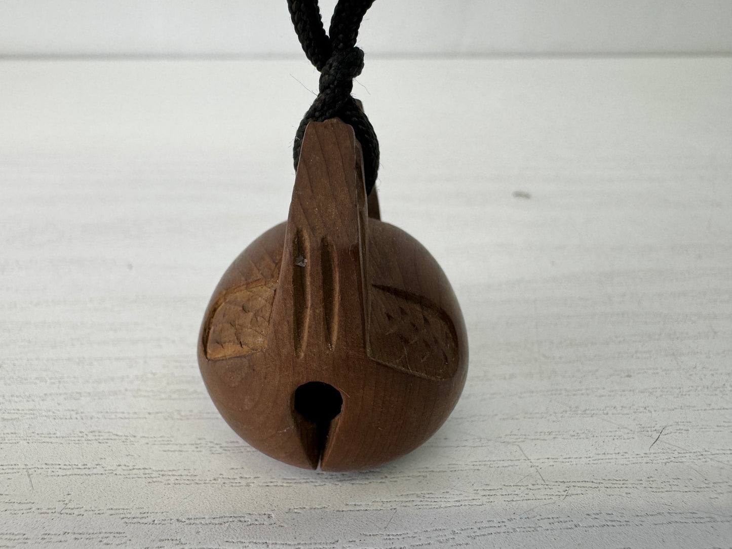 Y10260 NETSUKE Mokugyo wood carving sagemono box Japan antique kimono accessory