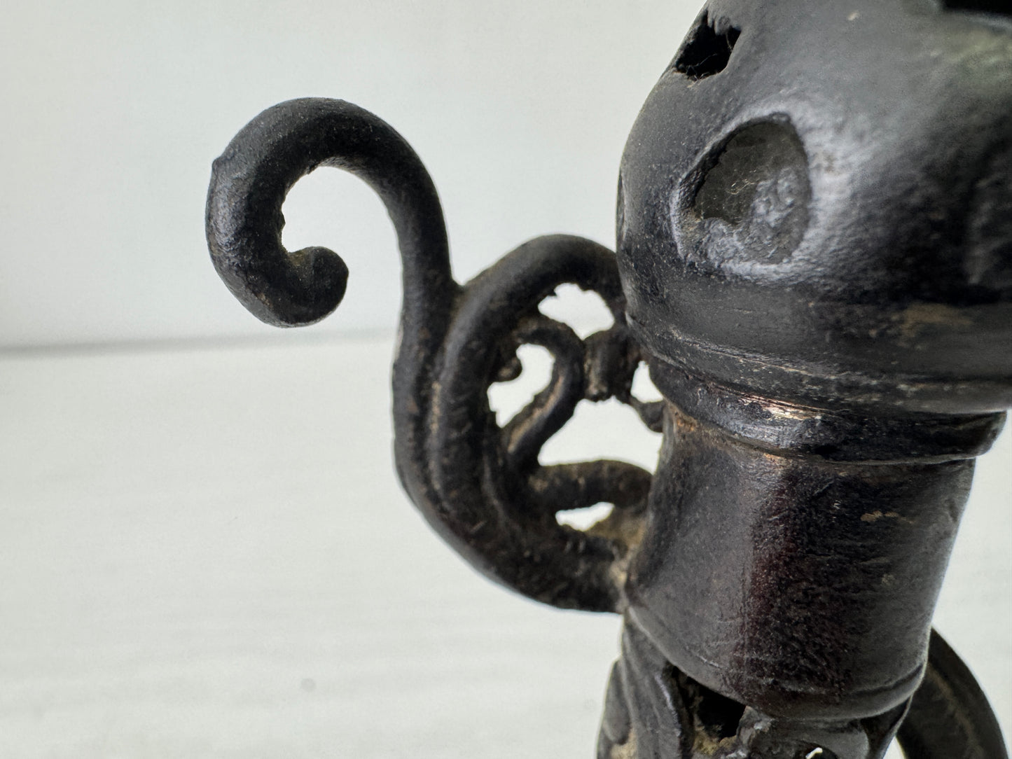 Y10262 Candle Holder Copper candlestick Dragon Japan antique interior decor