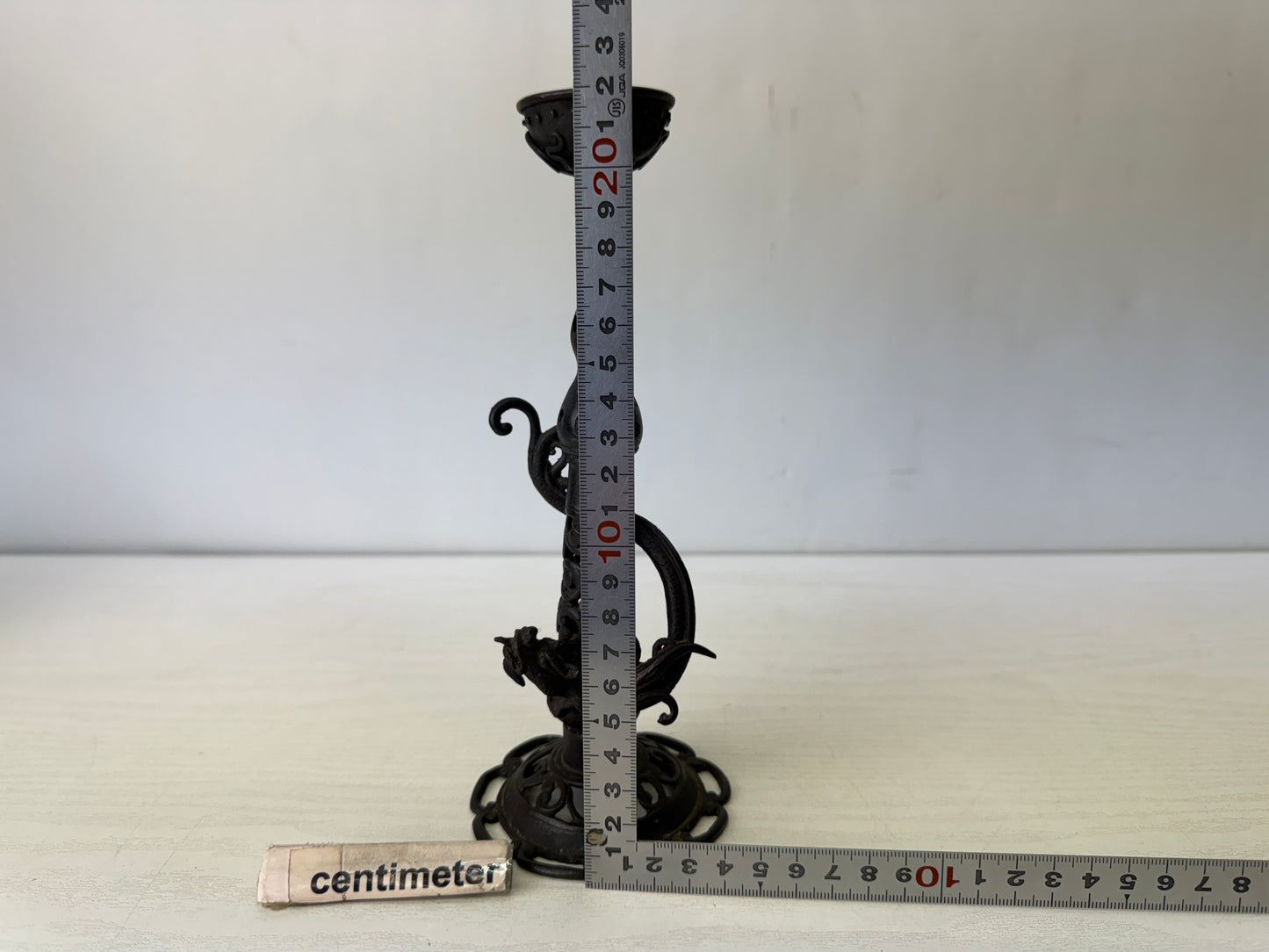 Y10262 Candle Holder Copper candlestick Dragon Japan antique interior decor