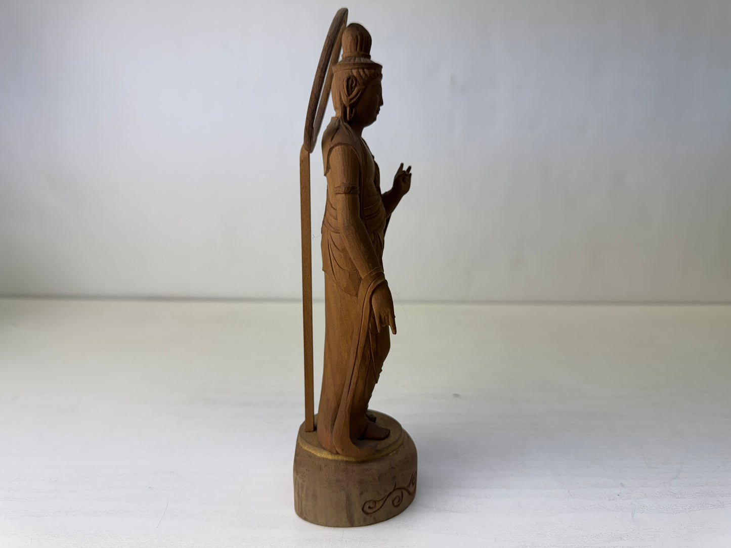 Y10263 STATUE plain wood carving Kannon Bodhisattva Japan antique Buddha figure