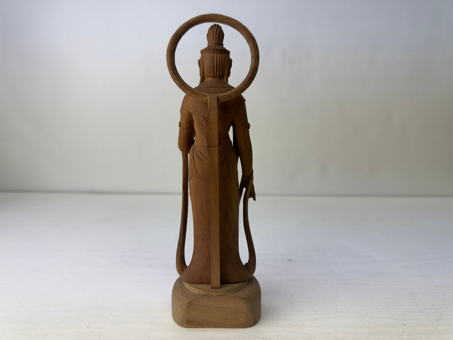 Y10263 STATUE plain wood carving Kannon Bodhisattva Japan antique Buddha figure