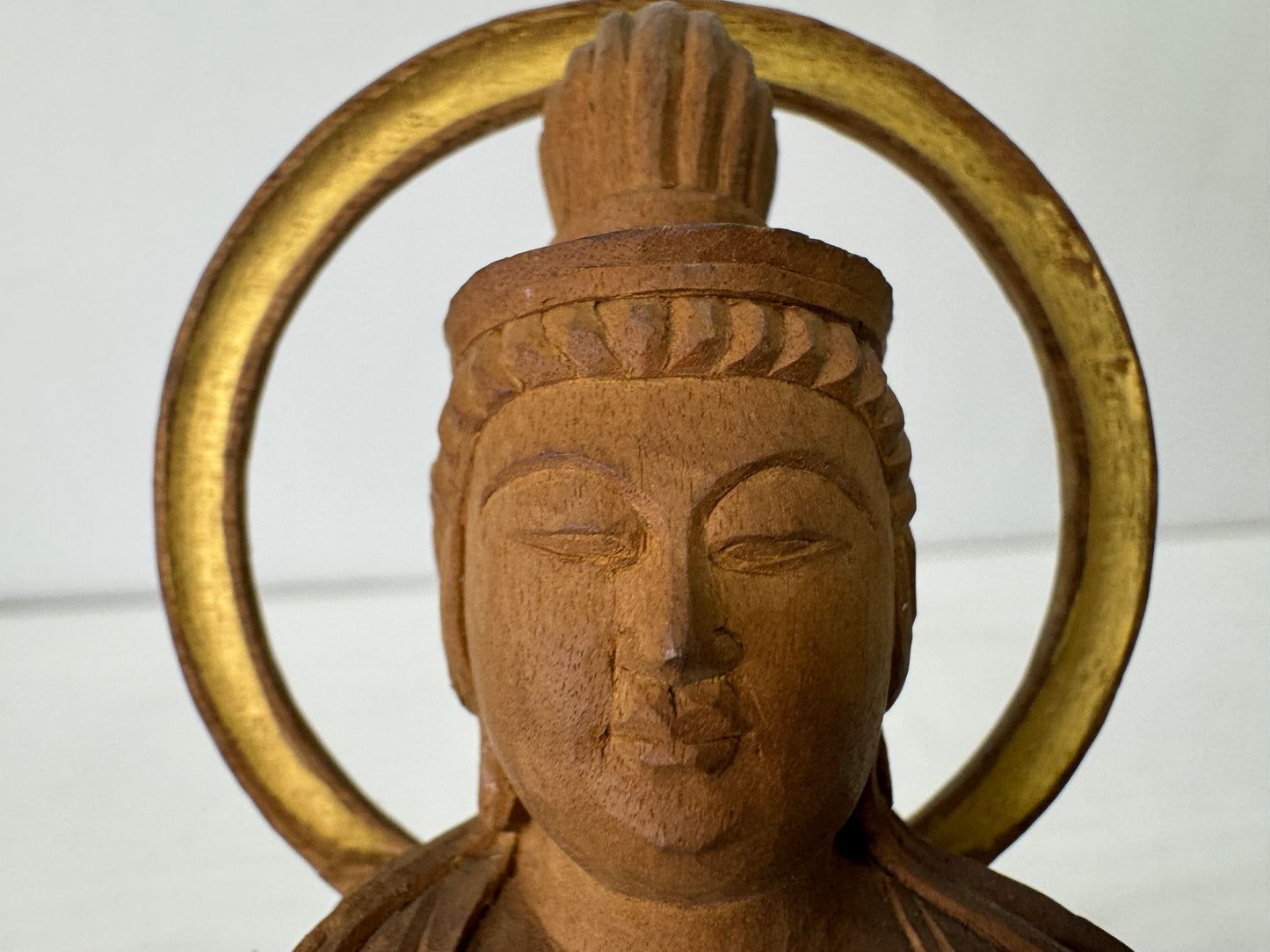 Y10263 STATUE plain wood carving Kannon Bodhisattva Japan antique Buddha figure