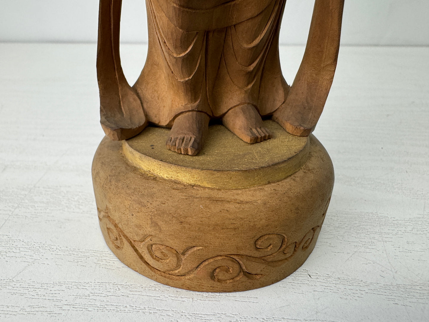 Y10263 STATUE plain wood carving Kannon Bodhisattva Japan antique Buddha figure