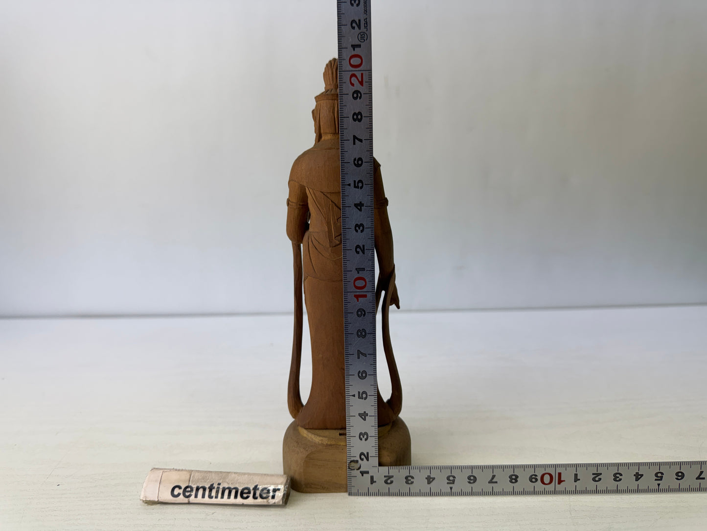 Y10263 STATUE plain wood carving Kannon Bodhisattva Japan antique Buddha figure