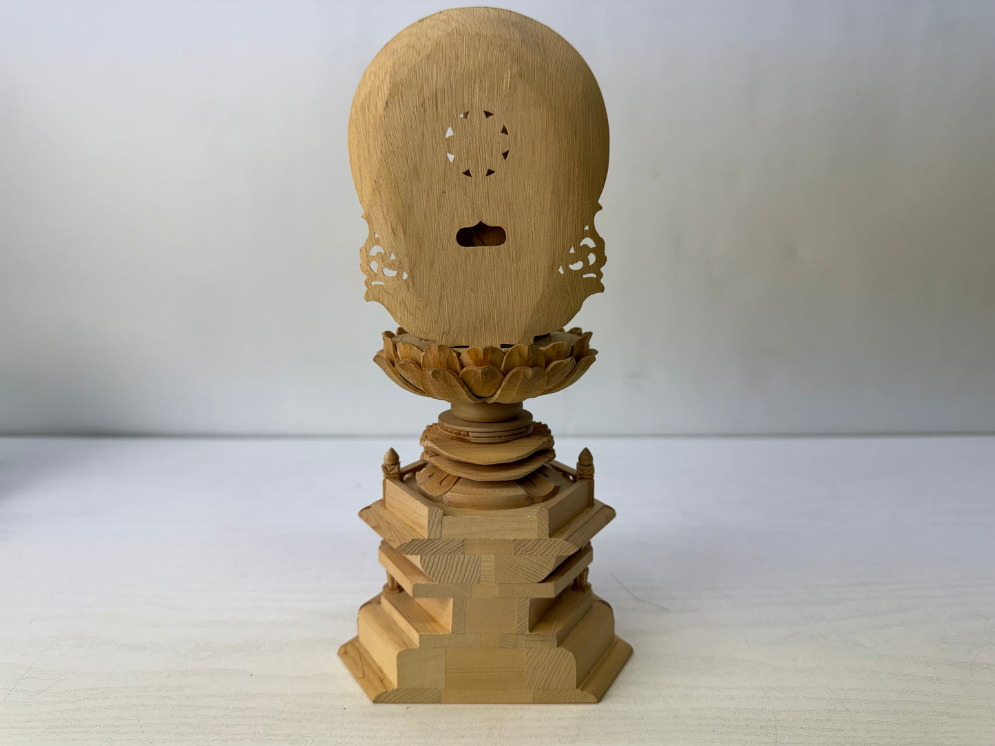 Y10264 STATUE plain wood carving gold leaf Seated Vairocana Buddha Japan antique