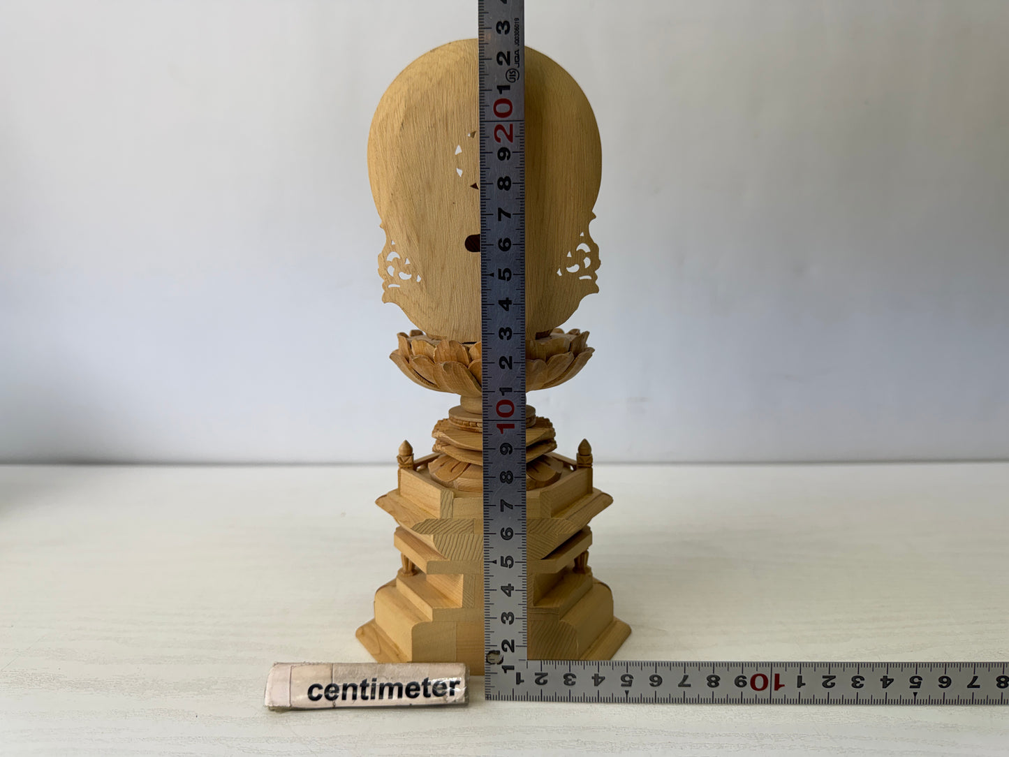 Y10264 STATUE plain wood carving gold leaf Seated Vairocana Buddha Japan antique