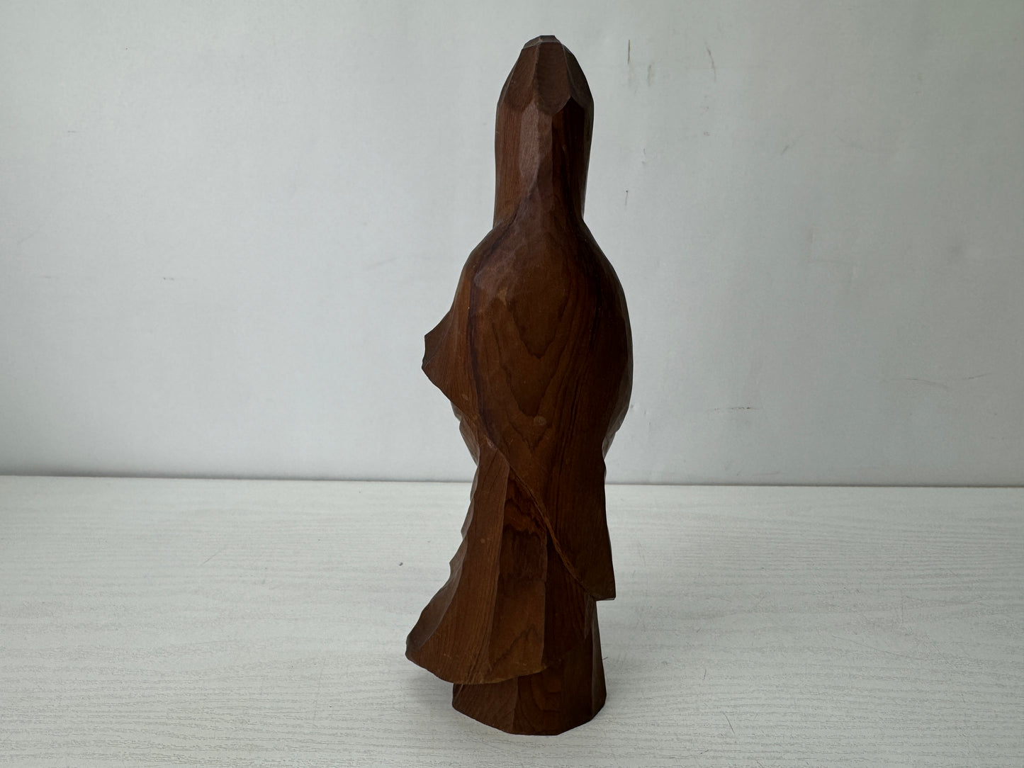 Y10265 STATUE Japanese Yew wood carving Kannon figurine signed box Japan antique