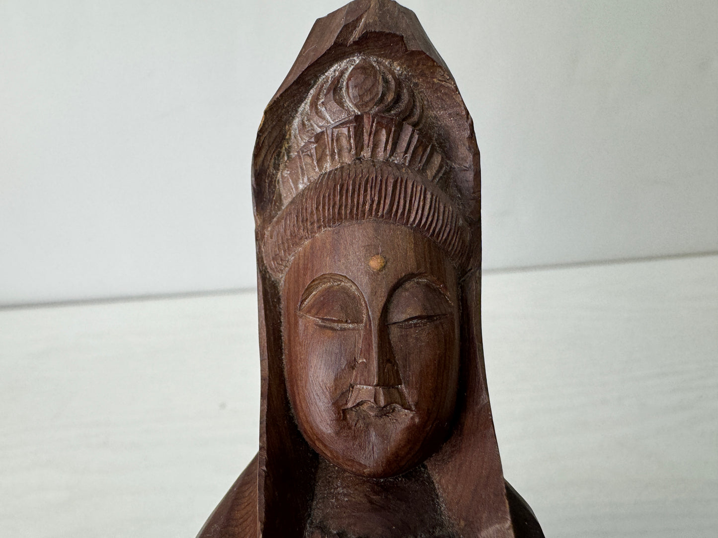 Y10265 STATUE Japanese Yew wood carving Kannon figurine signed box Japan antique