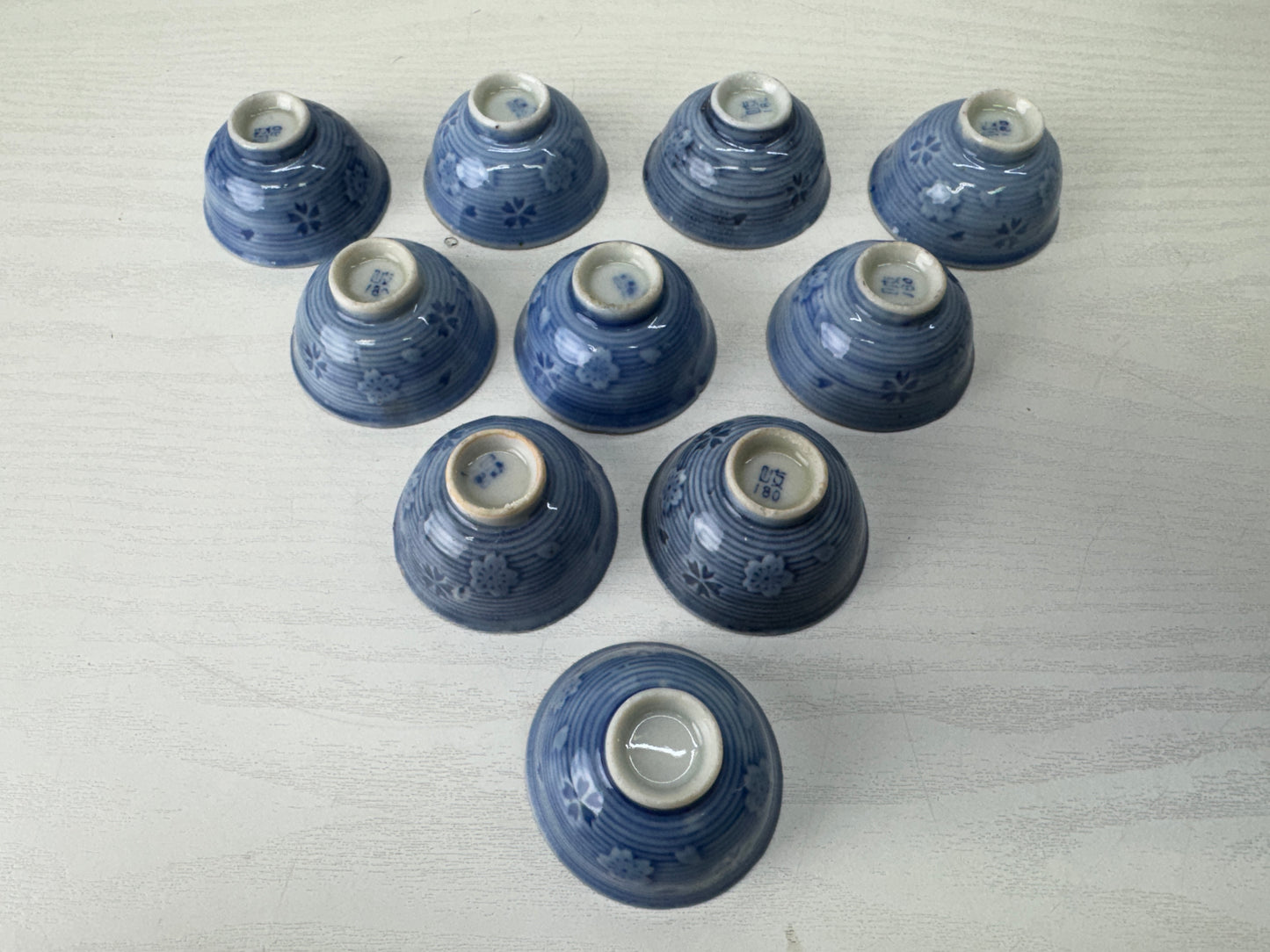 Y10272 Imperial Japan Army Military sake cups set of 10 goblet Japan WW2 vintage