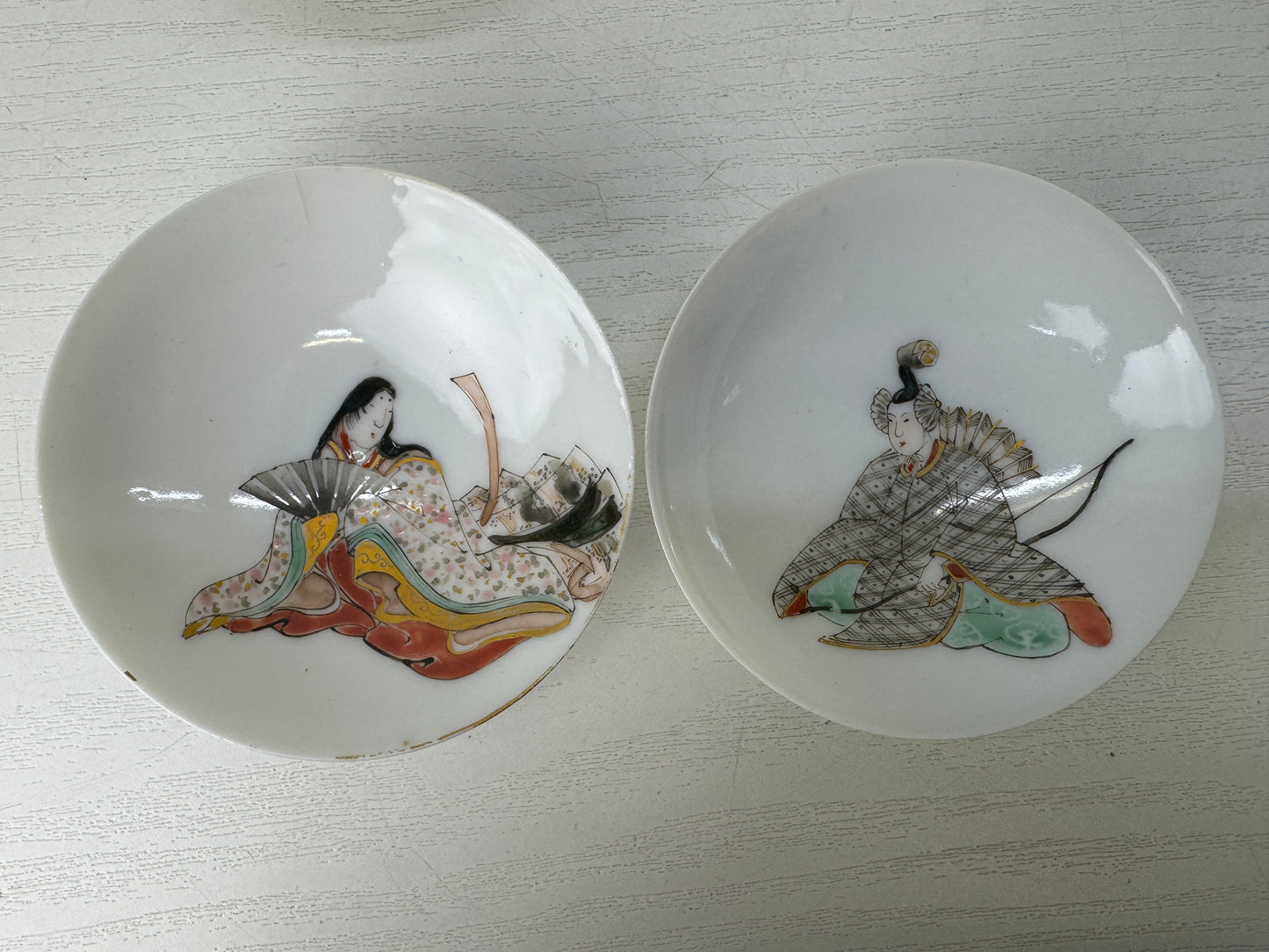 Y10273 CHAWAN Rokkasen 6 immortal master poets sake cup box Japan antique