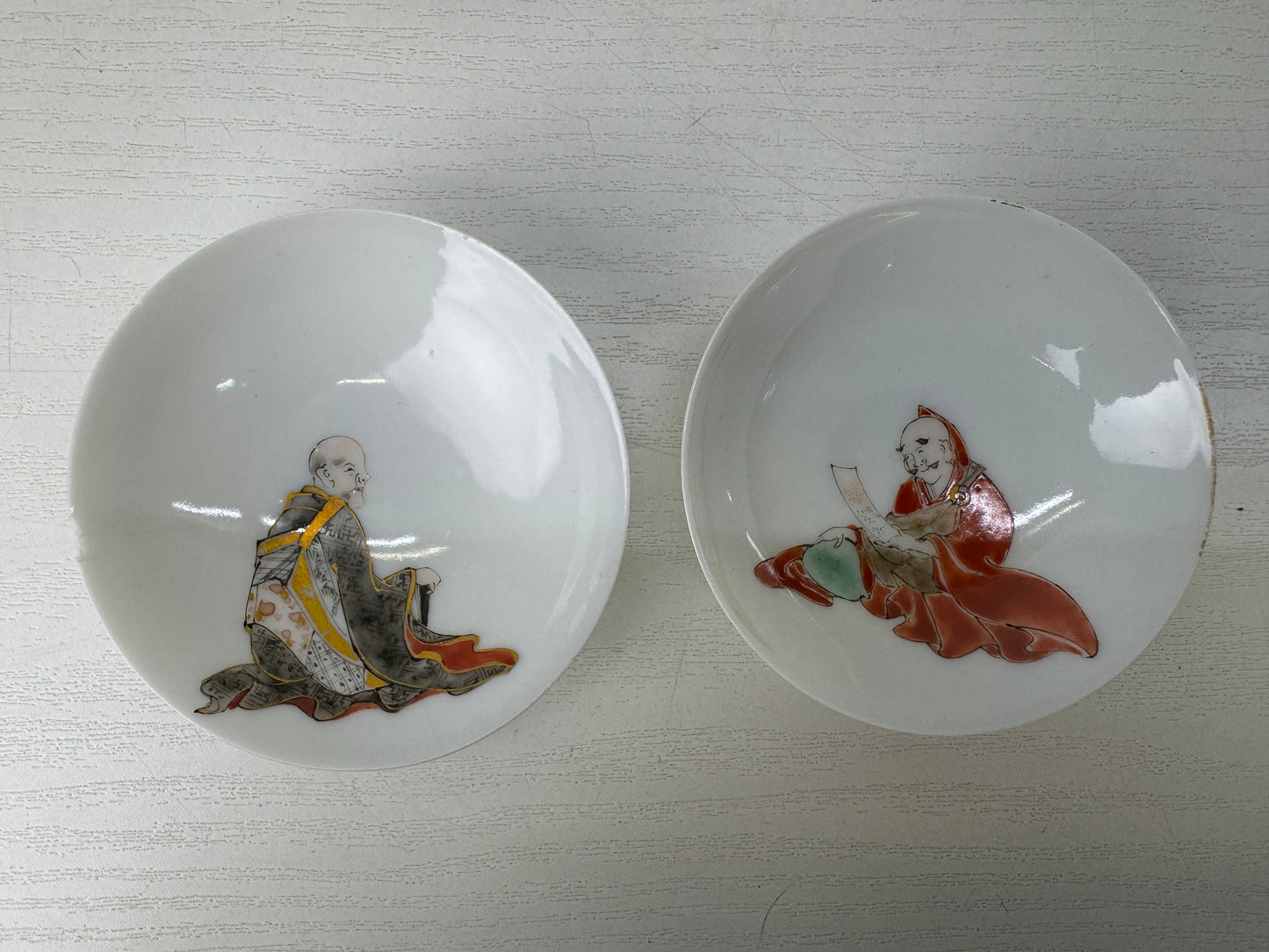 Y10273 CHAWAN Rokkasen 6 immortal master poets sake cup box Japan antique