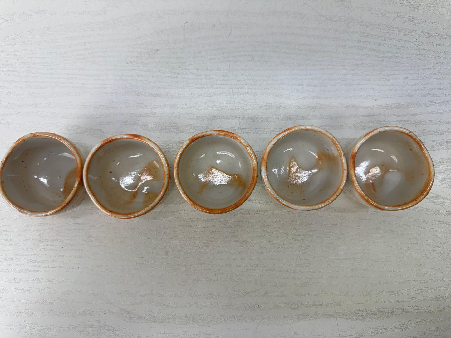 Y10274 CHOUSHI Shino-ware Tokkuri Sake bottle cup set signed box Japan antique