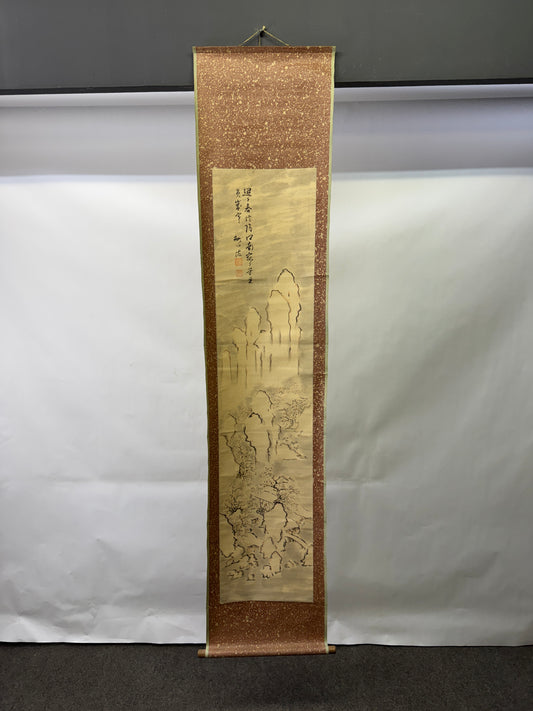 Y10277 KAKEJIKU Hanging scroll Landscape signed Japan antique interior decor