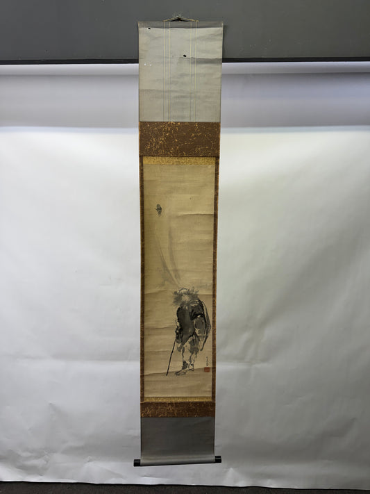 Y10280 KAKEJIKU Hanging scroll Sun Wukong Monkey King signed Japan antique decor