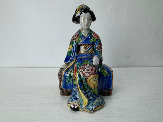Y10281 STATUE Kutani-ware kimono beauty figurine Japan antique interior figure