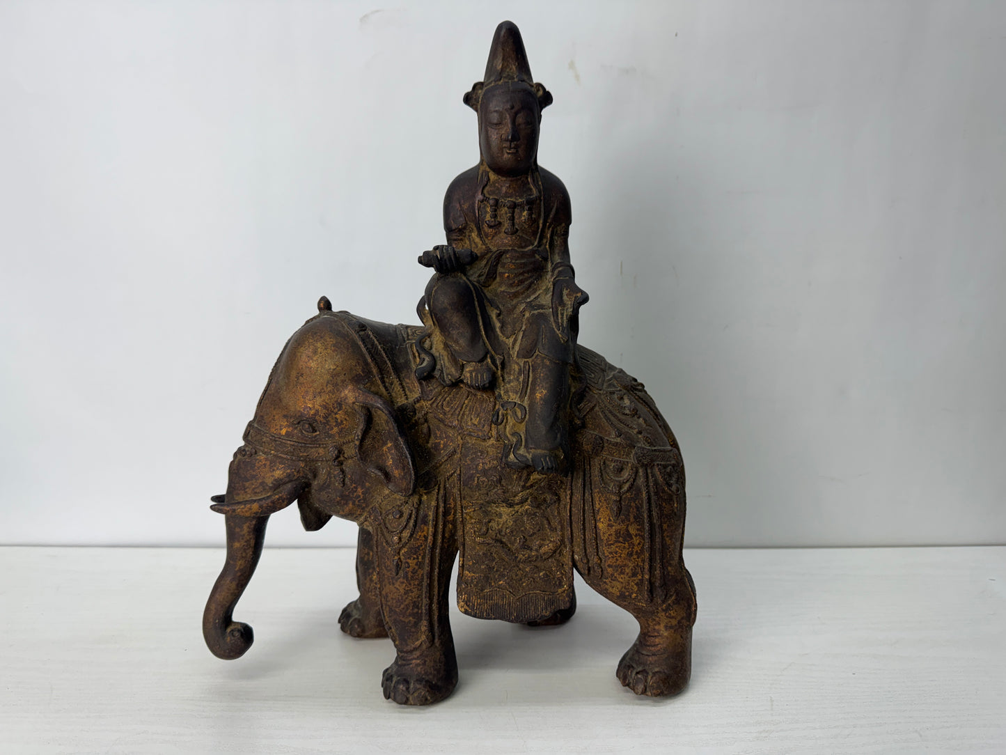 Y10282 KOURO Copper Fugen Bodhisattva statue Japan antique incense burner aroma