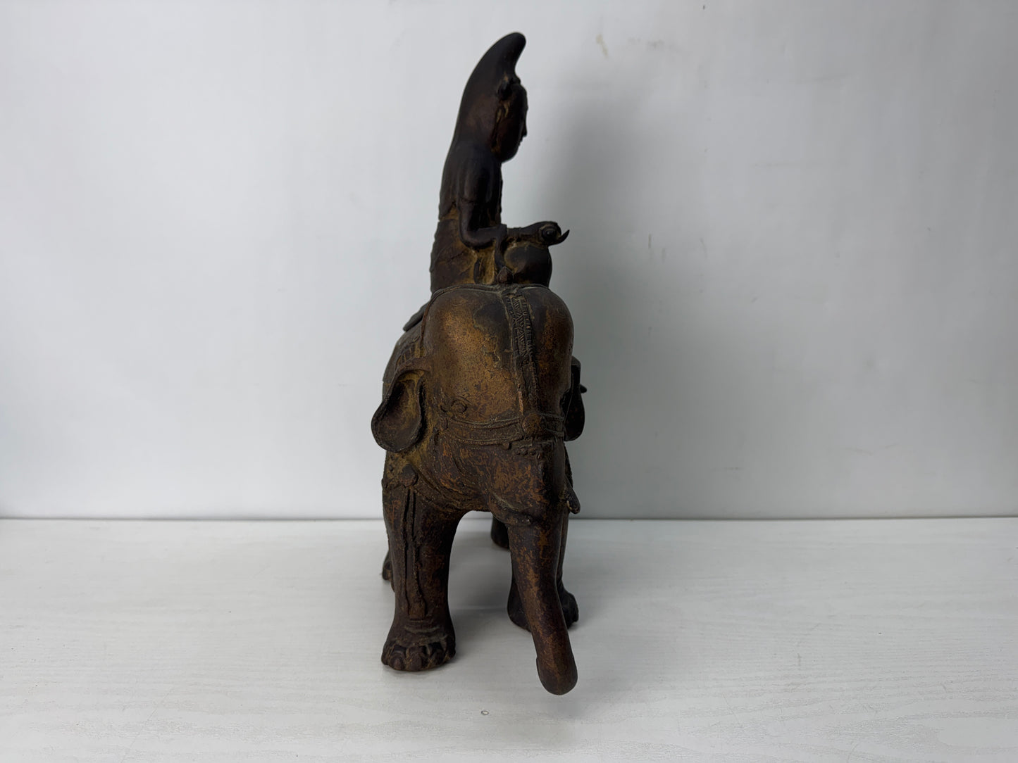 Y10282 KOURO Copper Fugen Bodhisattva statue Japan antique incense burner aroma