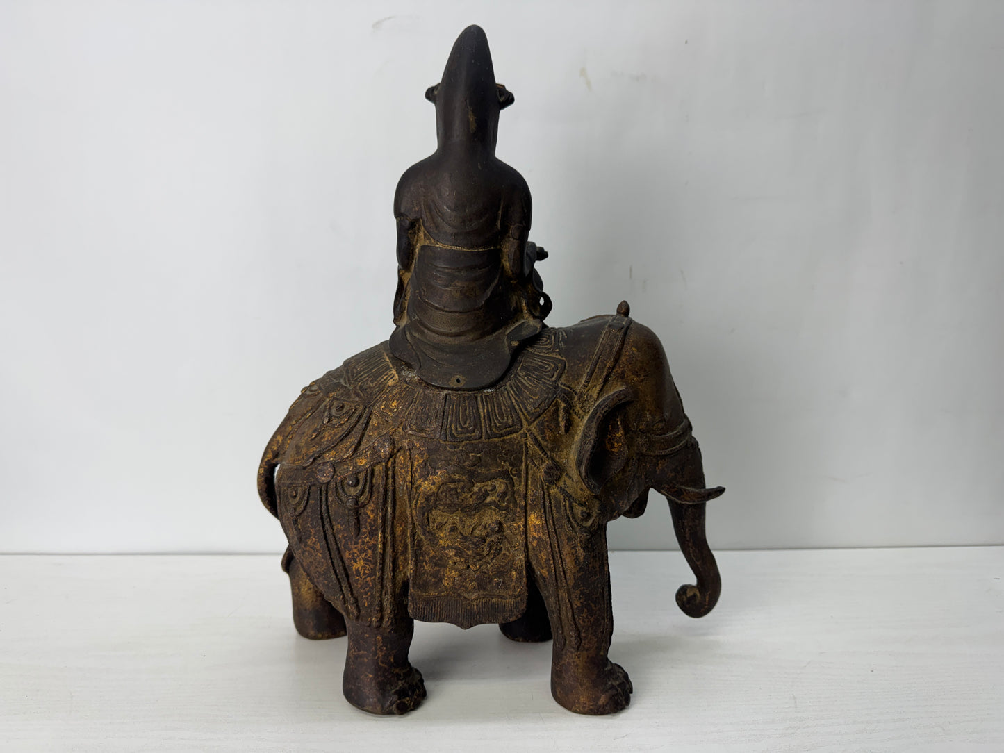 Y10282 KOURO Copper Fugen Bodhisattva statue Japan antique incense burner aroma