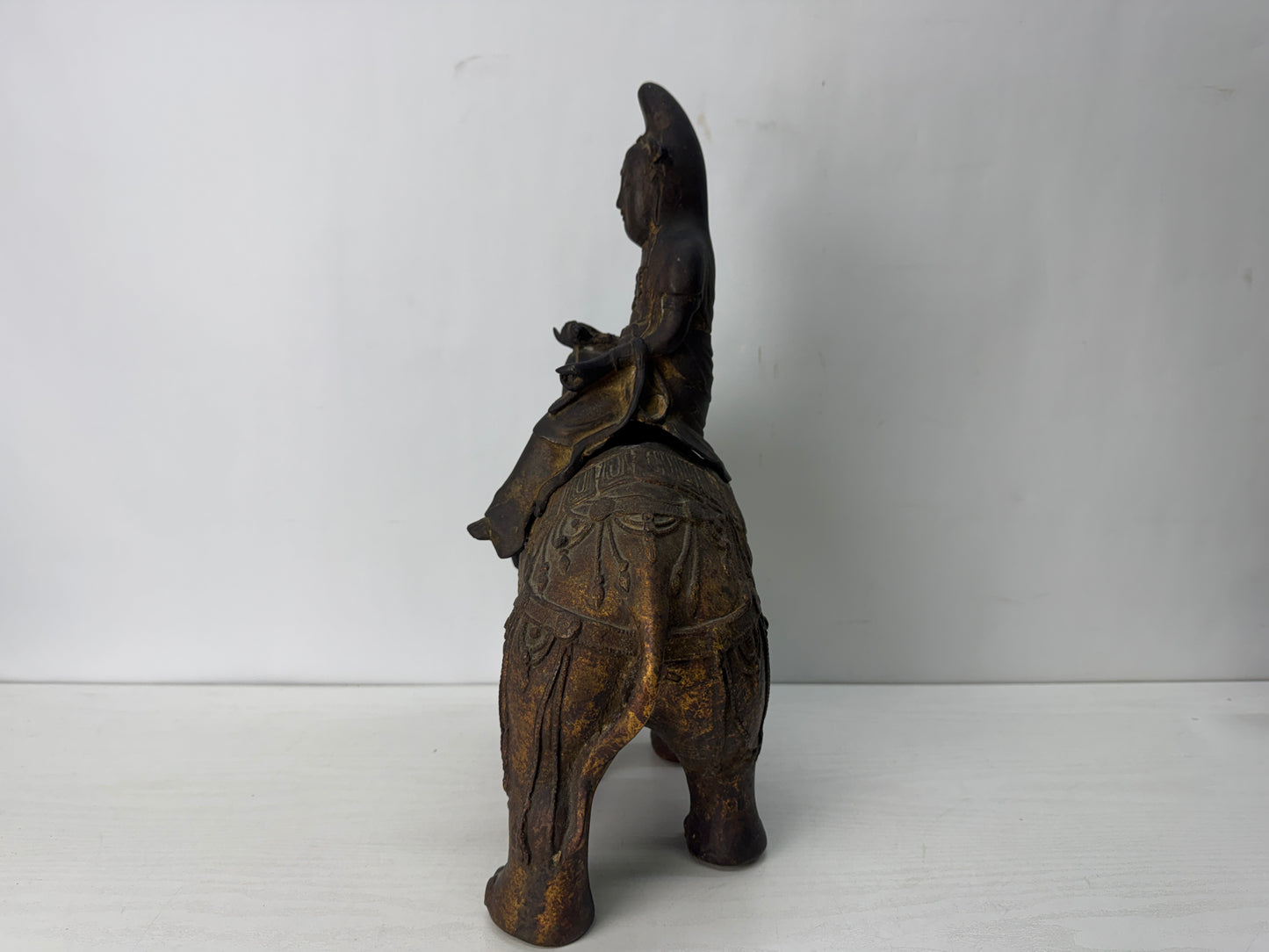 Y10282 KOURO Copper Fugen Bodhisattva statue Japan antique incense burner aroma