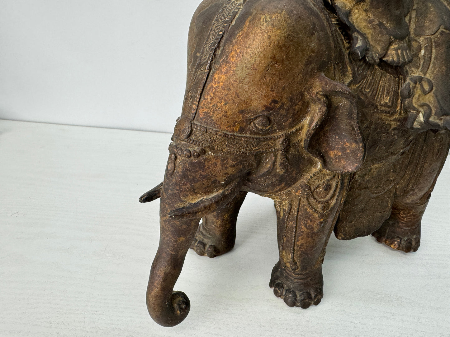 Y10282 KOURO Copper Fugen Bodhisattva statue Japan antique incense burner aroma