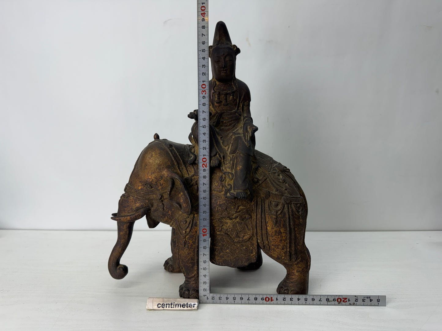 Y10282 KOURO Copper Fugen Bodhisattva statue Japan antique incense burner aroma