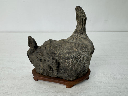 Y10285 OKIMONO Suiseki viewing natural stone wooden stand Japan antique interior