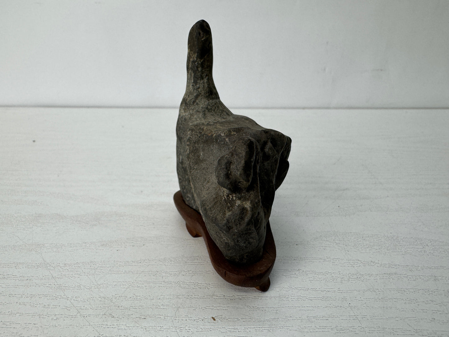 Y10285 OKIMONO Suiseki viewing natural stone wooden stand Japan antique interior