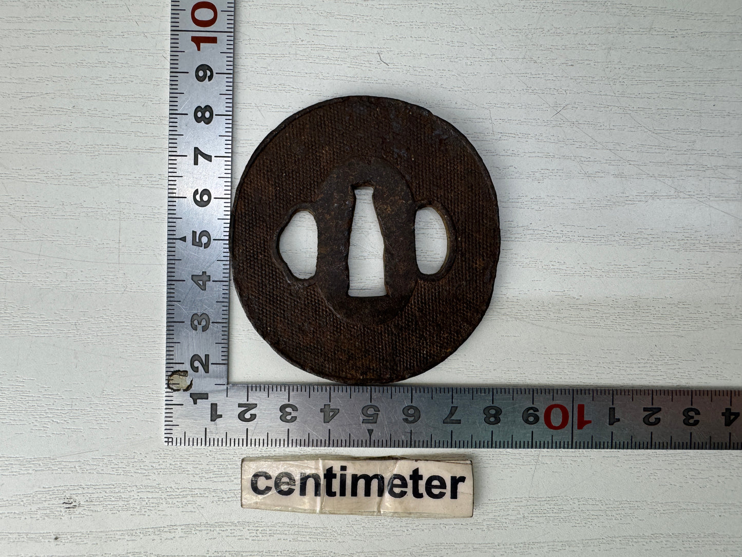 Y10288 TSUBA Iron Wakizashi sword guard Japan samurai katana antique koshirae