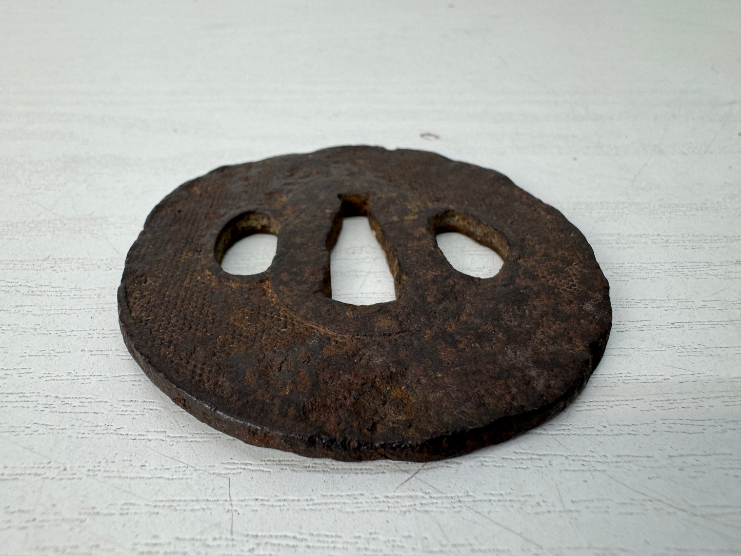 Y10288 TSUBA Iron Wakizashi sword guard Japan samurai katana antique koshirae