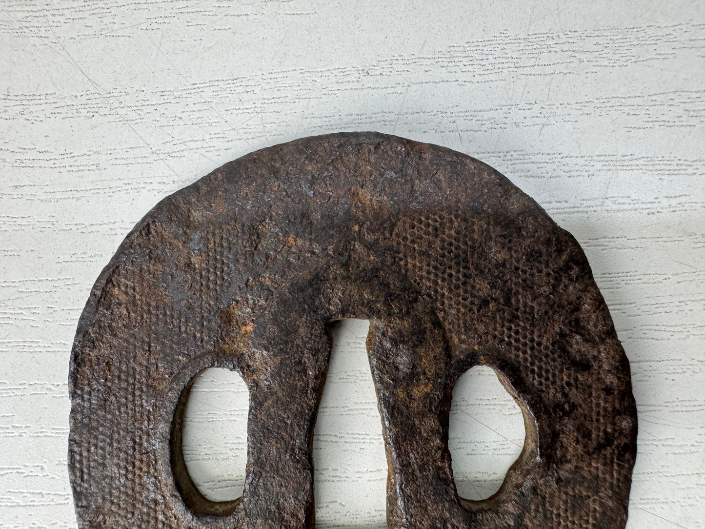 Y10288 TSUBA Iron Wakizashi sword guard Japan samurai katana antique koshirae