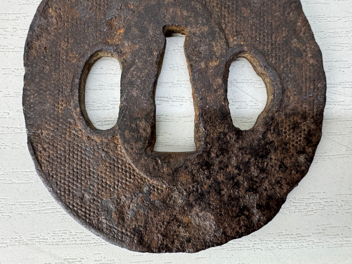 Y10288 TSUBA Iron Wakizashi sword guard Japan samurai katana antique koshirae
