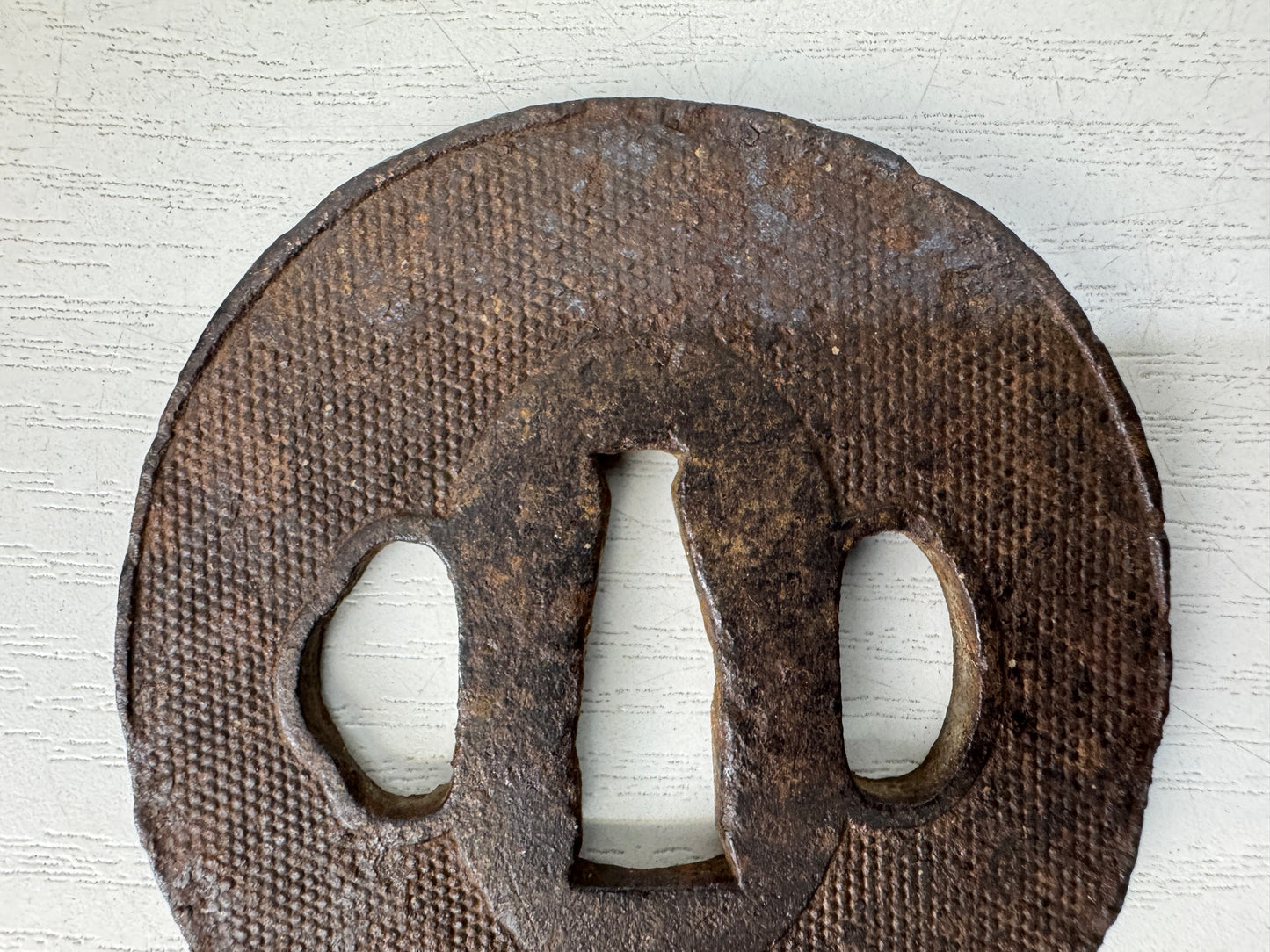 Y10288 TSUBA Iron Wakizashi sword guard Japan samurai katana antique koshirae