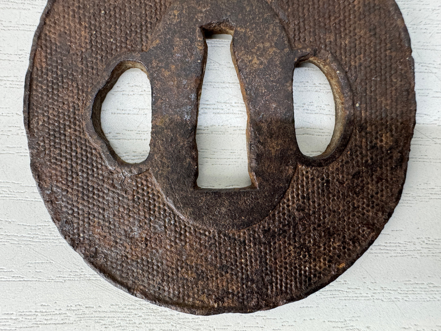 Y10288 TSUBA Iron Wakizashi sword guard Japan samurai katana antique koshirae