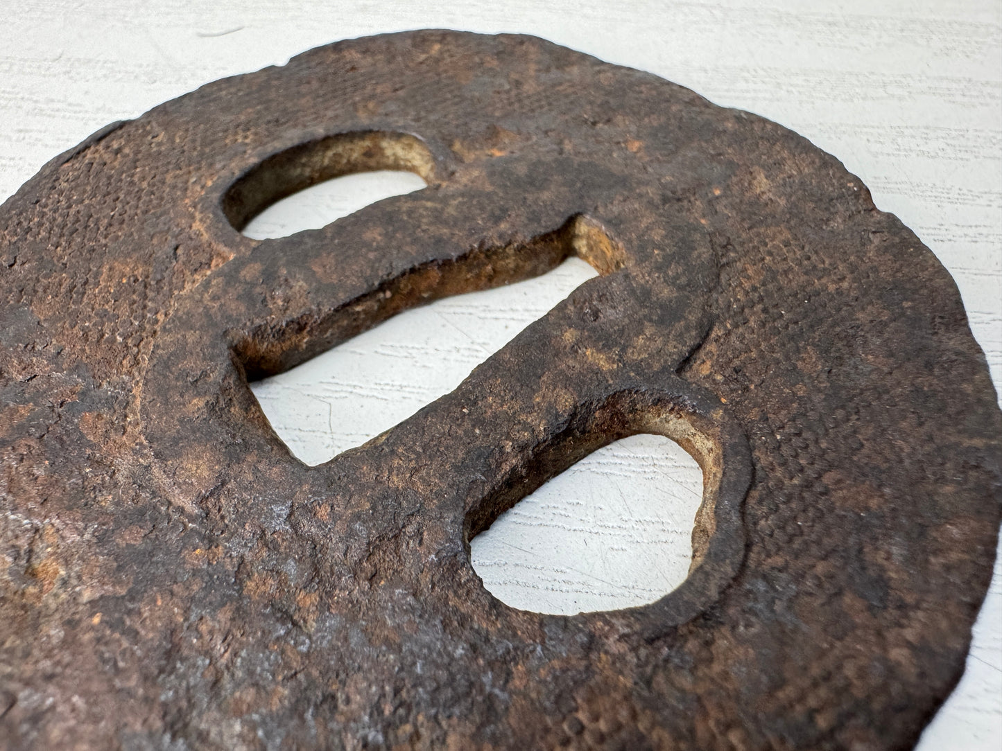 Y10288 TSUBA Iron Wakizashi sword guard Japan samurai katana antique koshirae
