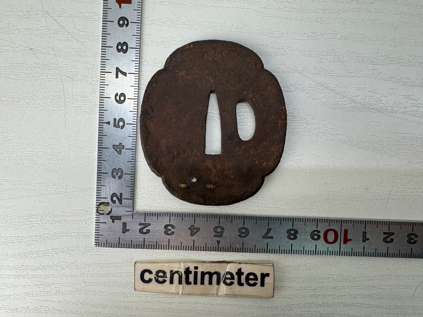 Y10289 TSUBA Iron sword guard gold silver inlay Japan samurai katana antique edo