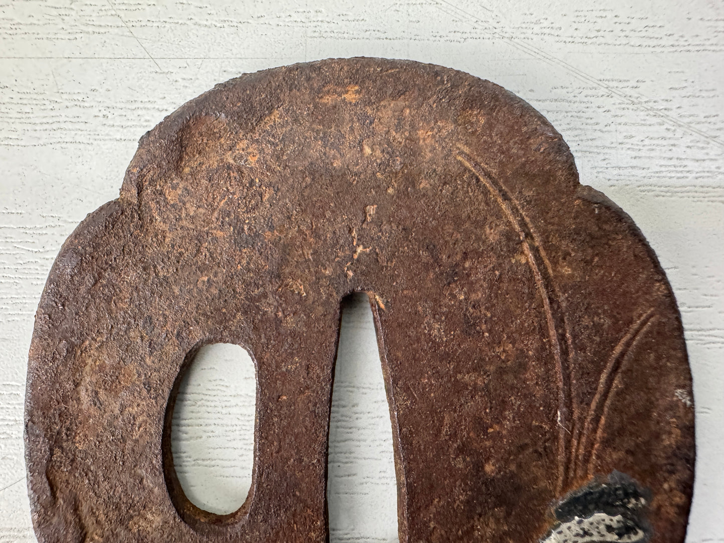 Y10289 TSUBA Iron sword guard gold silver inlay Japan samurai katana antique edo