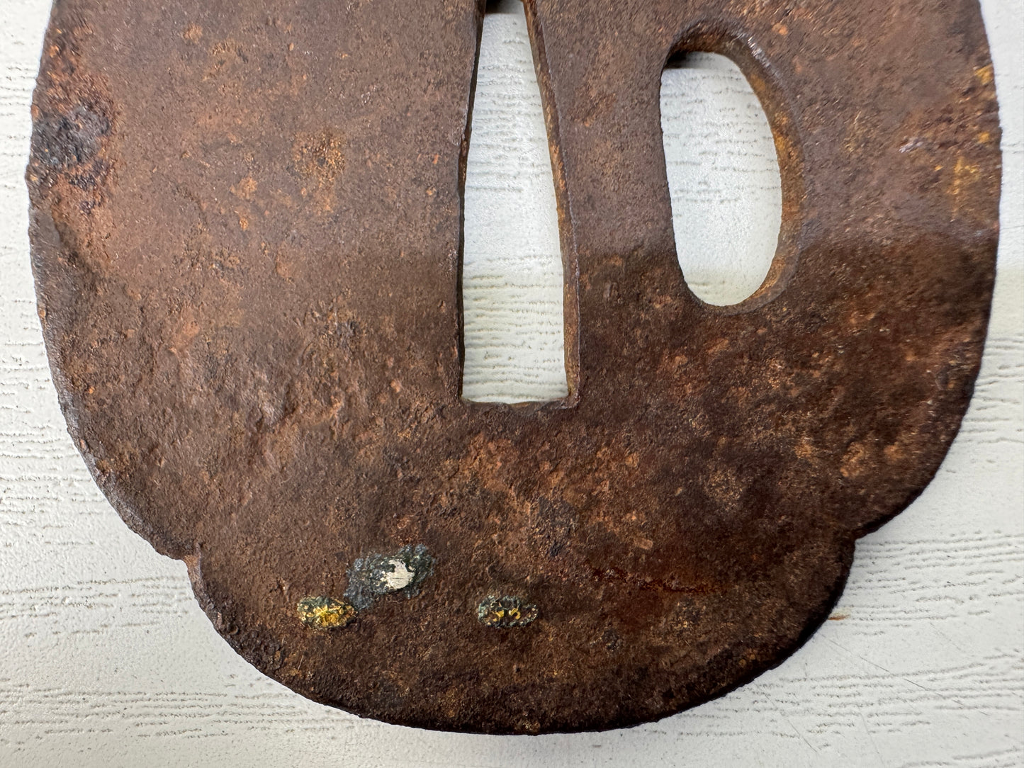 Y10289 TSUBA Iron sword guard gold silver inlay Japan samurai katana antique edo